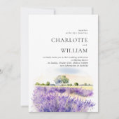 Invitation Mariage de champ de la lavande aquarelle tout en u (Devant)
