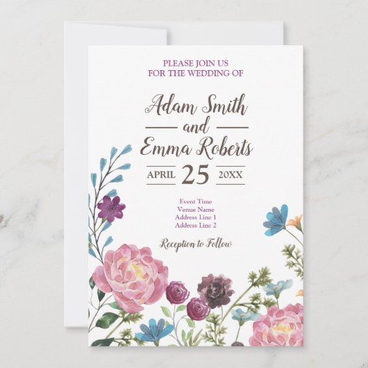 Invitation Mariage de champ d'eau Fleur sauvage (Devant)