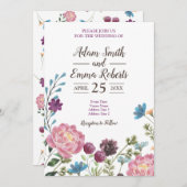 Invitation Mariage de champ d'eau Fleur sauvage (Devant / Derrière)