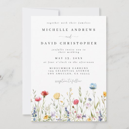 Invitation Mariage de champ d'eau Fleur sauvage (Devant)