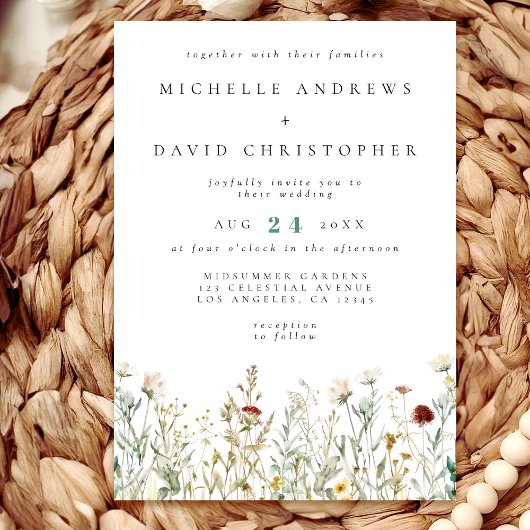 Invitation Mariage de champ Fleur sauvage Boho