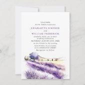 Invitation Mariage de champ Fleurs de lavande aquarelle (Devant)