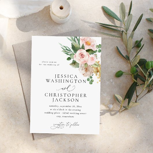 Invitation Mariage de champagne et rose