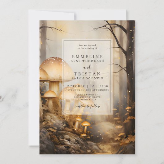 Invitation Mariage de champignons forestiers enchantés (Devant)