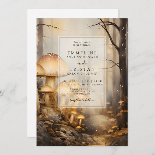 Invitation Mariage de champignons forestiers enchantés (Devant / Derrière)