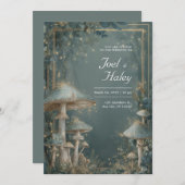 Invitation Mariage de champignons mystique de la forêt bleue (Devant / Derrière)