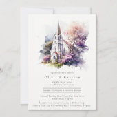 Invitation Mariage de chapelle en aquarelle rustique (Devant)