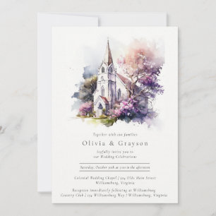 Invitation Mariage de chapelle en aquarelle rustique