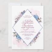 Invitation Mariage de charme parisien bleu & rose diamant (Devant)