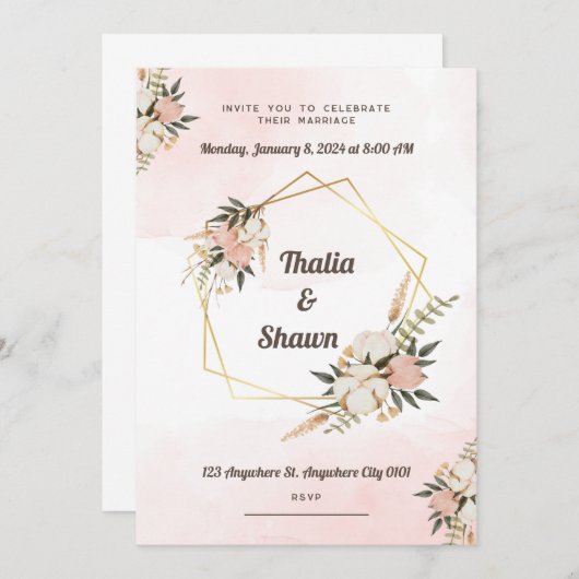 Invitation Mariage de charme rustique (Devant / Derrière)