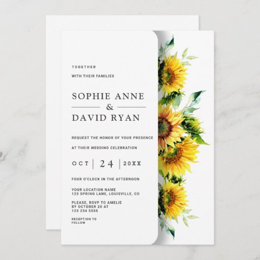 Invitation Mariage de Charming Watercolor (Devant / Derrière)