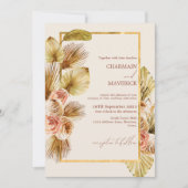 Invitation Mariage de charpente à fleurs séchées de Bohême (Devant)