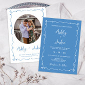 Invitation Mariage de charpente bleu dessiné main Whimsical