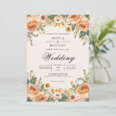 Invitation Mariage de charpente de fleurs de pêche (Debout devant)