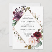 Invitation Mariage de charpente de la rose rouge de Bourgogne (Devant)