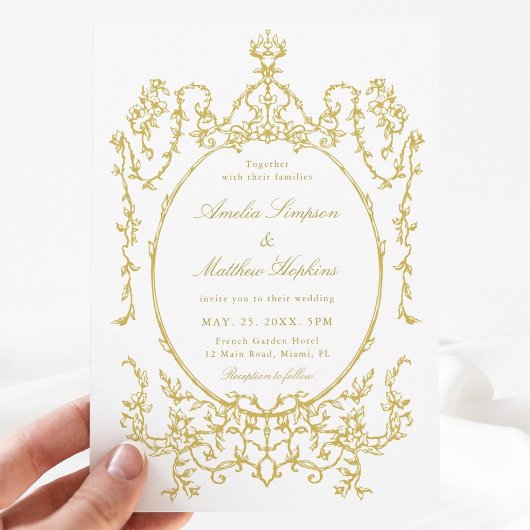Invitation Mariage de charpente dorée victorienne