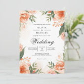 Invitation Mariage de charpente florale de corail (Debout devant)