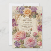 Invitation Mariage de charpente florale ornée victorienne (Devant)