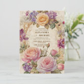 Invitation Mariage de charpente florale ornée victorienne (Debout devant)