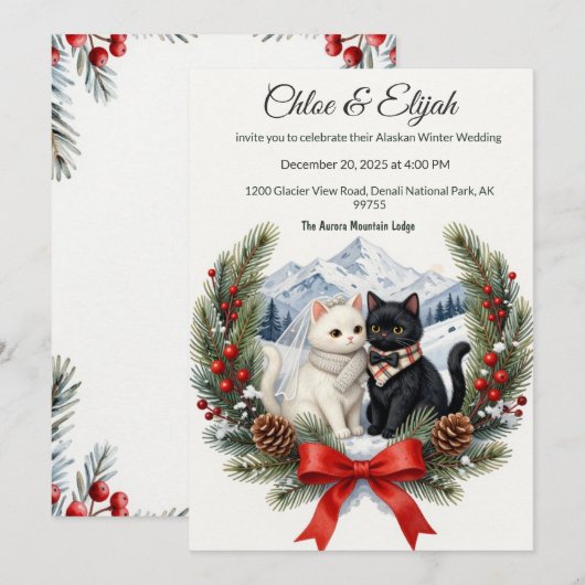 Invitation Mariage de chat alaskain DIY  (Devant / Derrière)