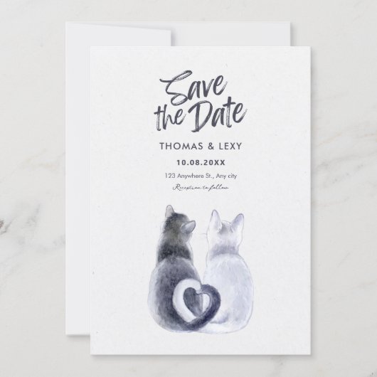 Invitation Mariage de chat couple (Devant)