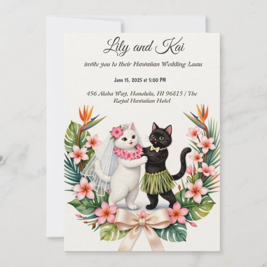 Invitation Mariage de chat hawaïen DIY  (Devant)