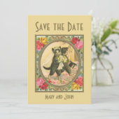 Invitation Mariage de chat mariée et marié, à retenir la date (Debout devant)