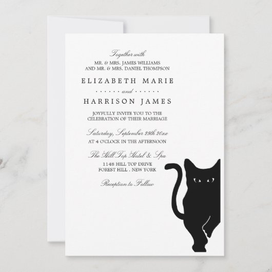 Invitation Mariage de chat noir Whimsical moderne (Devant)