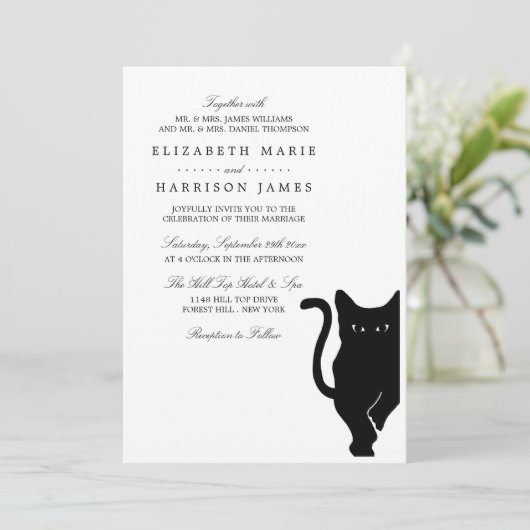 Invitation Mariage de chat noir Whimsical moderne (Debout devant)