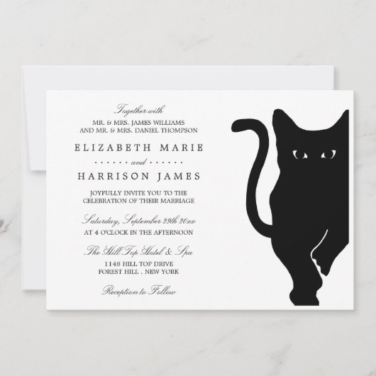 Invitation Mariage de chat noir Whimsical moderne (Devant)