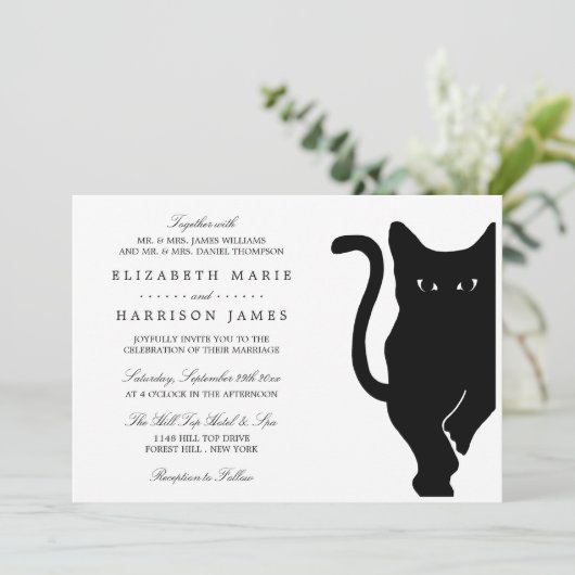 Invitation Mariage de chat noir Whimsical moderne (Debout devant)