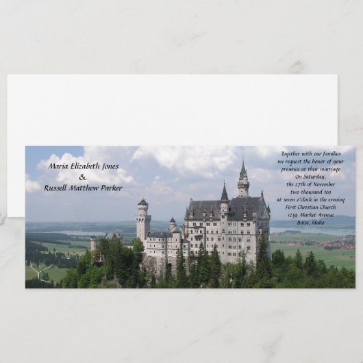 Invitation Mariage de château de conte de fées (Devant / Derrière)