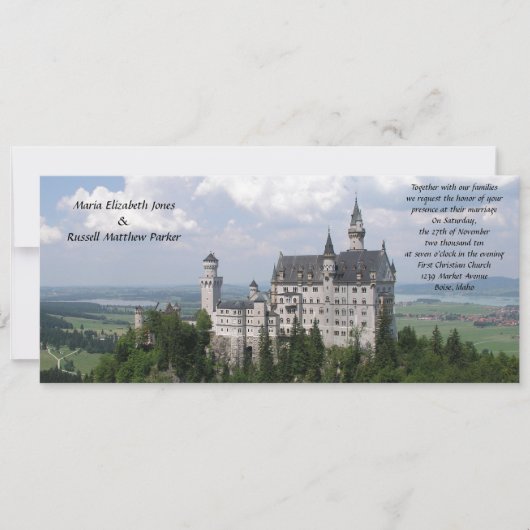 Invitation Mariage de château de conte de fées (Devant)