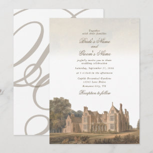 Invitation Mariage de château villa manoir anglais vintage