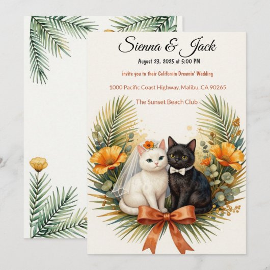 Invitation Mariage de chats californiens (Devant / Derrière)