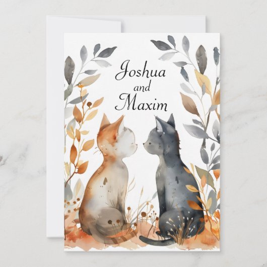 Invitation Mariage de chats d'automne (Devant)