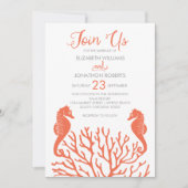Invitation Mariage de cheval de mer de corail (Devant)