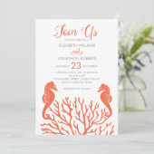 Invitation Mariage de cheval de mer de corail (Debout devant)
