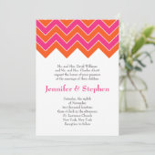Invitation Mariage de Chevron orange et rose (Debout devant)