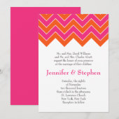 Invitation Mariage de Chevron orange et rose (Devant / Derrière)