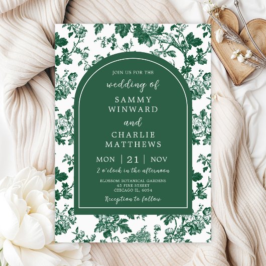 Invitation Mariage de chinoiserie antique verte