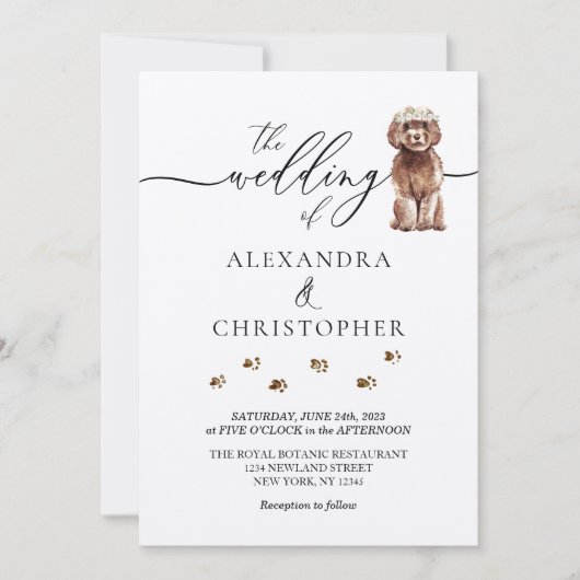 Invitation Mariage de chiot Brown Cavapoo (Devant)