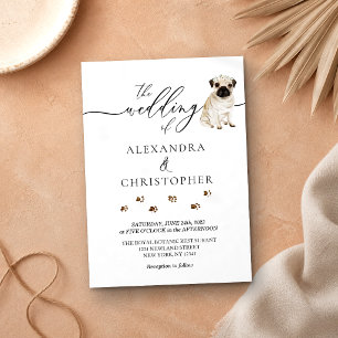 Invitation Mariage de chiot carlin Calligraphie