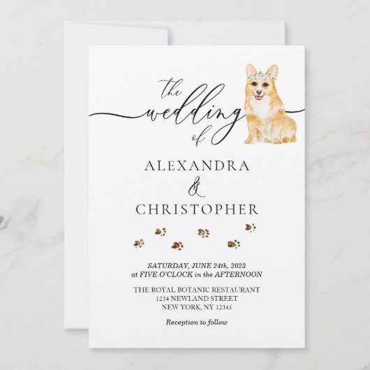 Invitation Mariage de chiot de Corgi (Devant)