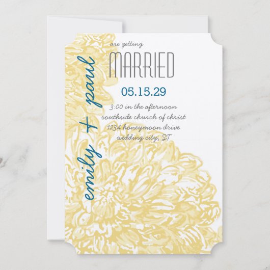 Invitation Mariage de chrysanthumum jaune (Devant)