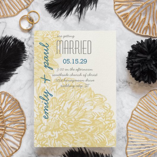 Invitation Mariage de chrysanthumum jaune