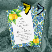 Invitation Mariage de citron bleu et jaune méditerranéen