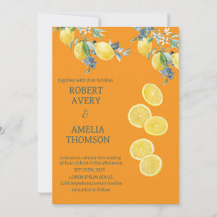Invitation Mariage de citron rustique méditerranéen