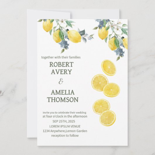Invitation Mariage de citron rustique méditerranéen (Devant)