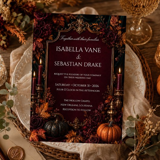 Invitation Mariage de citrouille d'automne gothique